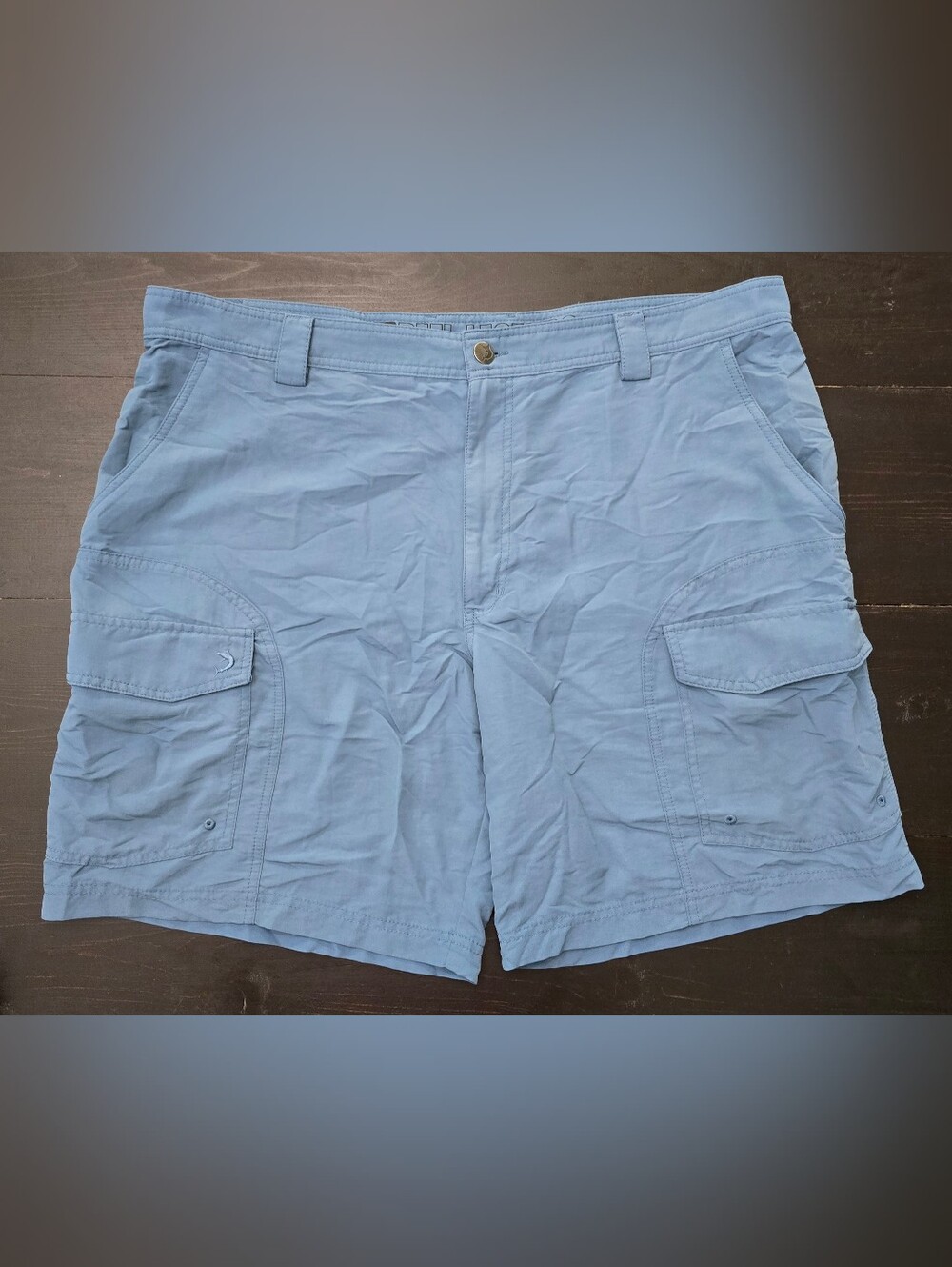 Reel Legends Shorts Men 42 Adult Blue/Grey Cargo Nylon Outdoors Fishing